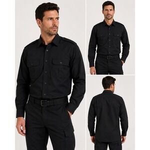Red Level Nine Tactical Security Uniform Shirt Men's XXL Black Long Sl Button